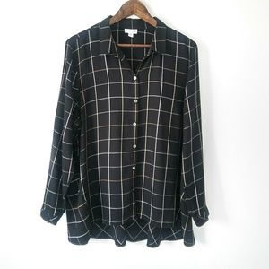 J. Jill Black Tan Button Down Shirt